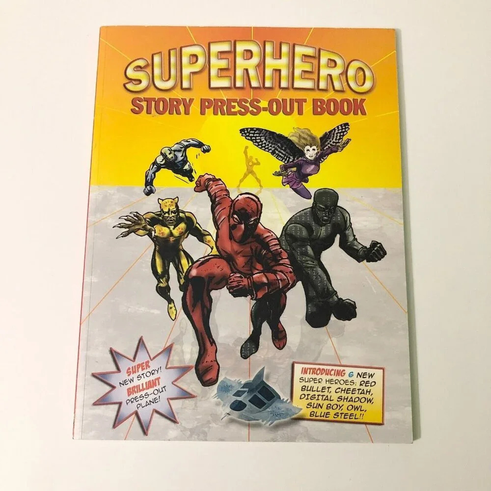 2008 Superhero Story Press Out Book Paperback Easy To Make Press Out Models